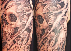 005  Black Grey Skull Tattoo Studio Hamburg Skinworxx 